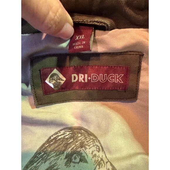 Dri-Duck Barn Jacket green canvan  & brown leather collar size XXL - Picture 9 of 11